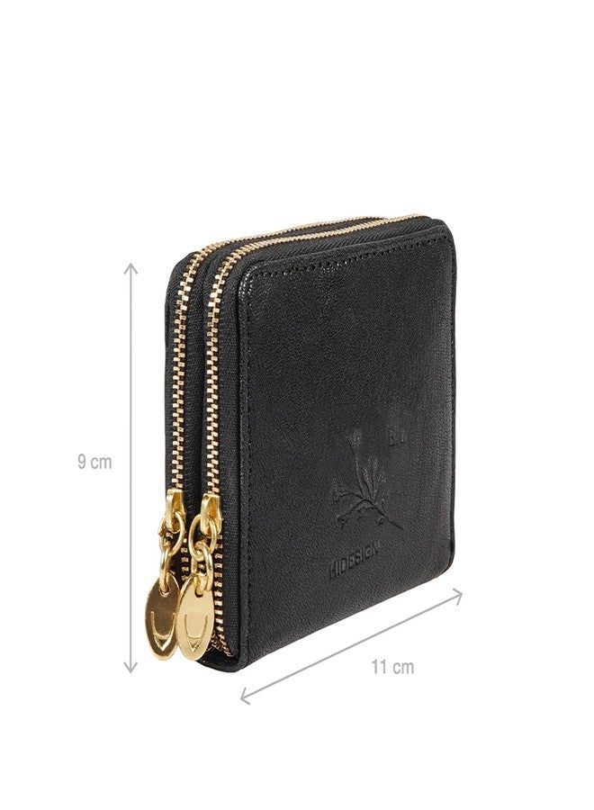 هاي ديزاين محفظة نسائية من الجلد الطبيعي من هايدساين بسحاب دائري - أسود - Image 2